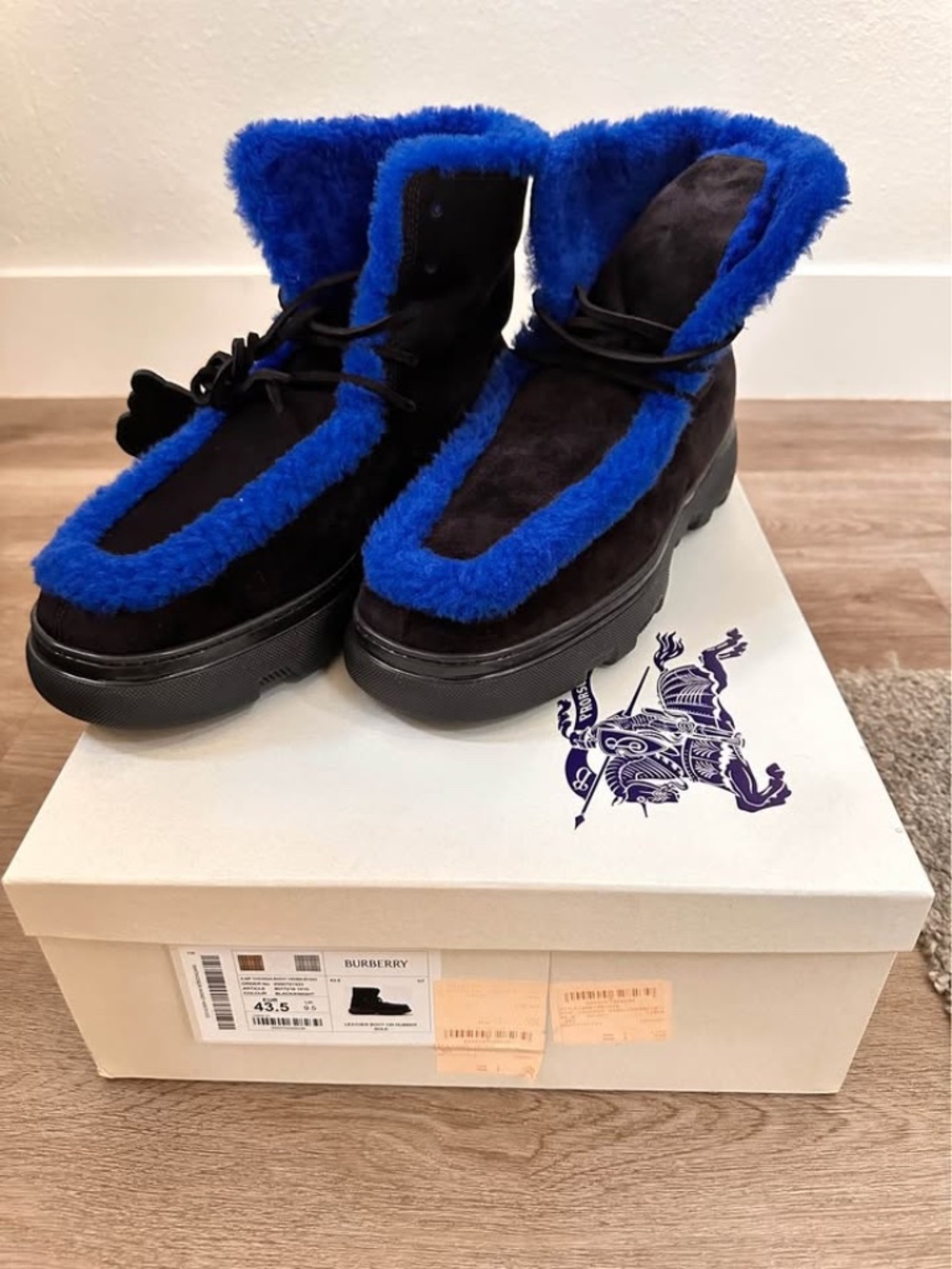 Burberry Shearling Embellished Suede Creeper Boot